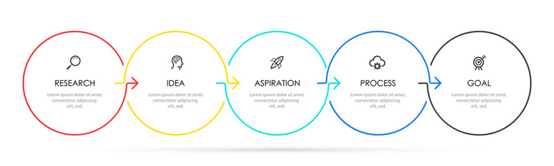 Vector Infographic thin line design with icons and 5 options or steps. Infographics for business concept. Can be used for presentations banner, workflow layout, process diagram, flow chart, info graph