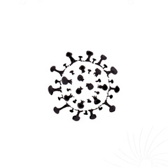 Coronavirus bacteria COVID-19 silhouette hand drawn illustration