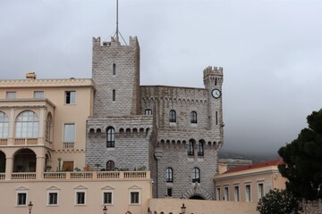 Fototapeta na wymiar Le palais des princes de Monaco vu de l'extérieur, ville de Monaco, Principauté de Monaco