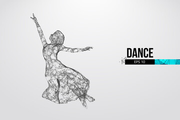 Abstract silhouette of a wireframe dancing woman. Dancer, girl, ballerina on the white background. Convenient organization of eps file. Vector illustration. Thanks for watching