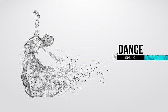 Abstract silhouette of a wireframe dancing woman. Dancer, girl, ballerina on the white background. Convenient organization of eps file. Vector illustration. Thanks for watching