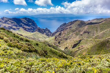 Green Highland and mountain road, Tenerife, Canary islands, Spain - 360877603