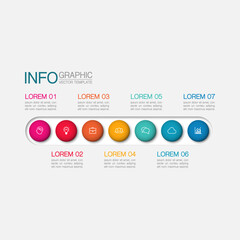 Vector infographic template with 7 steps or options. Data presentation, business concept design for web, brochure, diagram.