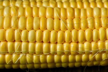 Yellow, fresh, delicious corn on the background of an old wooden table.