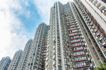 Overcrowded residential building in Hong Kong
