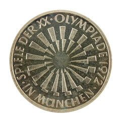 10 german mark coin special edition (1972) obverse isolated on white background