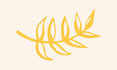 Hand drawn vector illustration of herbs. Doodle floral element. Spring and summer symbol. Contour otline drawing of simple colorful twigs and flowers