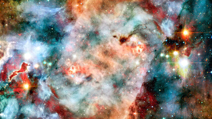 Hubble views galaxy and nebula. Elements of this image furnished by NASA