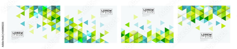Poster set of colorful gradient triangle on white background with space. modern background for business or 