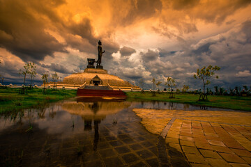 Phutthamonthon Isan-Khon Kaen:16 June2020,Atmosphere within the religious tourist attraction,There is a large Buddha statue looming on the bypass road,allowing citizens or tourists to make merit ,thai