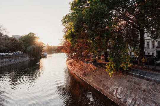 Sunset over a canal in Berlin - Powered by Adobe