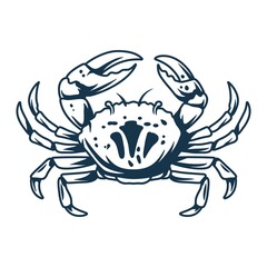 Silhouette of marine oceanic crab with claws