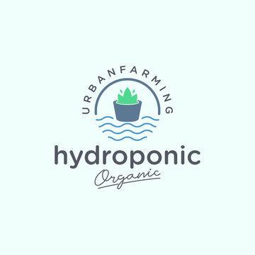 Minimalist Lined Hydroponic Farming Logo Design