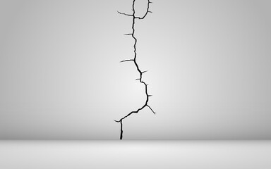 broken on the cement wall on the white room