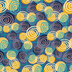 Fototapeta premium Abstract spirals seamless pattern. Circle shape.Hand drawn retro style vector wallpaper. Artistic backdrop. Line drawing.