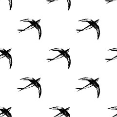 Seamless hand drawn pattern with birds.