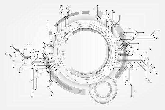 Vector circuit frame on white white screen for communication technology background concept