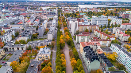 Aerial  view of the Tampere city, FInland