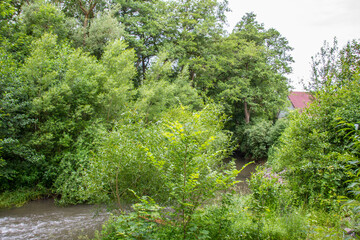Fototapeta na wymiar Der Fluss Werra in Hildburghausen, Thüringen