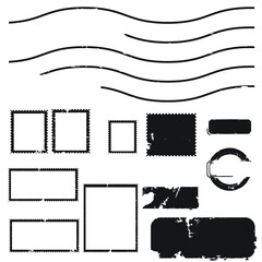Postage stamps in grunge style. Set of textured postmarks . vector collection of vintage post marks.