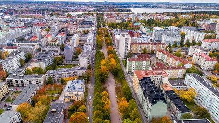 Aerial  view of the Tampere city, FInland
