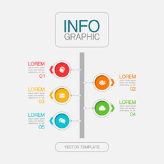 Vector infographic template with 5 steps or options. Data presentation, business concept design for web, brochure, diagram.