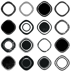 Grunge post Stamps Collection, Circles. Banners, Insignias , Logos, Icons, Labels and Badges Set . vector distress textures.blank shapes.