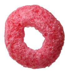 Breakfast cereal fruit rings on a white background