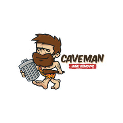 Cartoon caveman retro junk removal logo