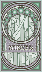 Winter banner in art nouveau style, vector illustration	