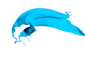 Blue color paint splash isolated on white background