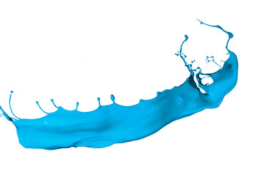 Blue color paint splash isolated on white background