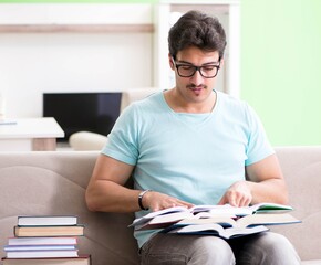 Student preparing for university exams at home