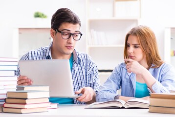 Two students preparing to school exams