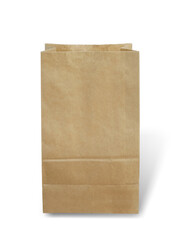 Brown paper bag isolated on white background. This has clipping path.  