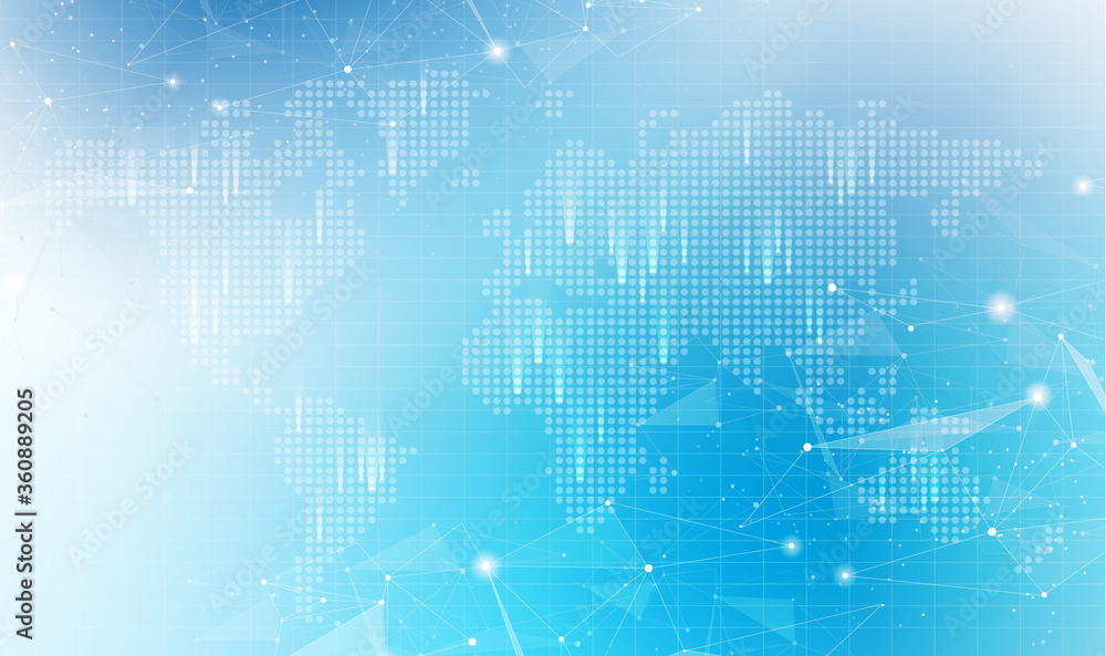Poster global network technology background with world map or social media communication internet network c