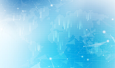 Global network technology background with world map or social media communication internet network Connection vector design...