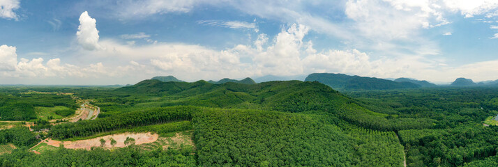 Aerial View of beautiful green mountains of southern Thailand