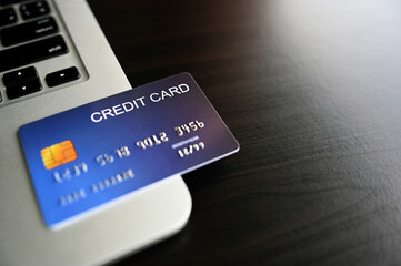 Credit card close up shot concept of online shopping,Copy space