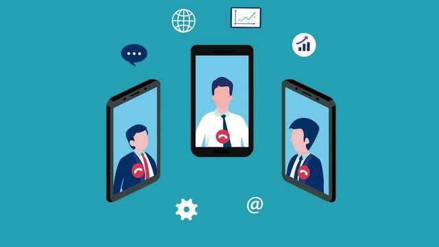 Three business people making conference video call