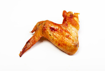 Delicious roasted chicken wings on white background