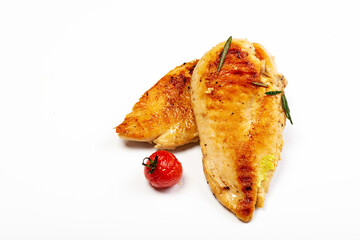 Delicious roasted chicken breast on white background