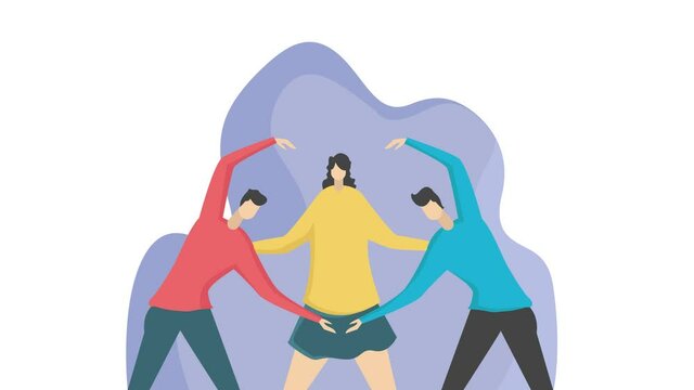 Two men hands makes heart symbol with their friend