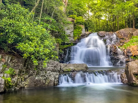 Stock photo of small waterfall in the mountains