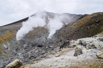 Landscape around Mount Asahidake during summer season in Daisetsuzan National Park, Hokkaido, Japan.