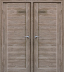 Entrance double door (Interior wooden door) isolated on white background