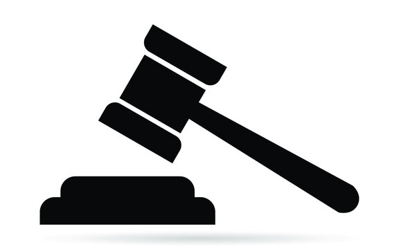 Judge gavel icon. Hammer flat symbol isolated on white background