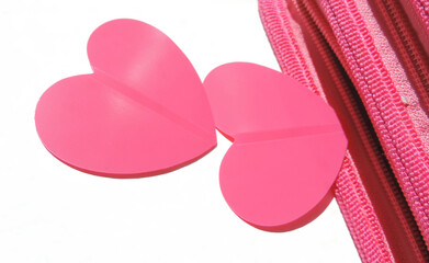 two red-pink hearts, love concept