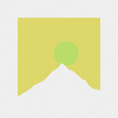 Citron color Mountains rocks silhouette art logo design illustration
