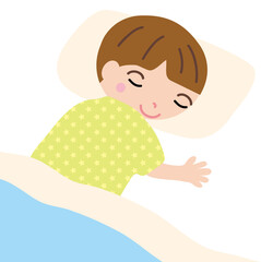 ベッドで眠る男の子